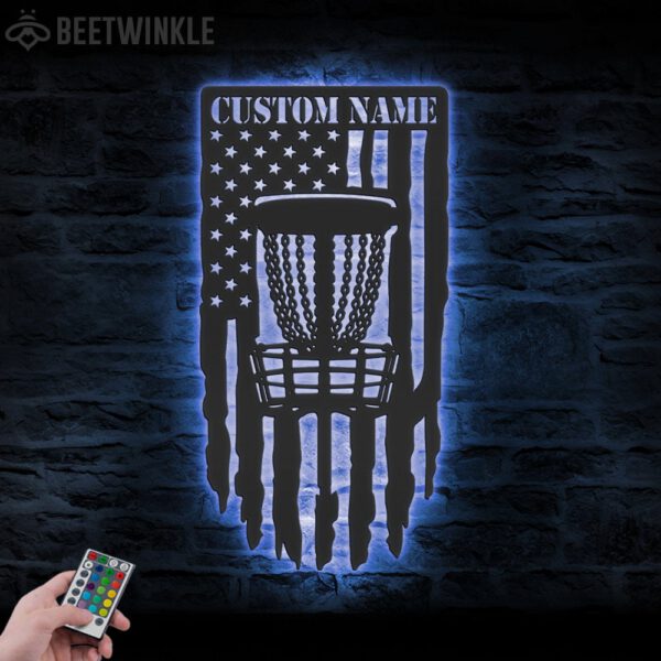 Custom-US-Disc-Golf-Player-Metal-Wall-Art-LED-Light-2