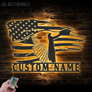 Custom-US-Duck-Hunting-Metal-Wall-Art-LED-Light-2