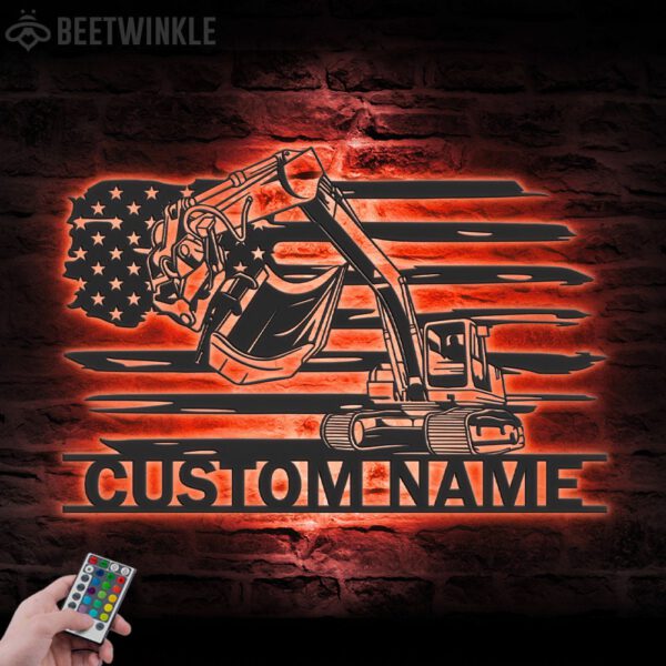 Custom-US-Excavator-Driver-Metal-Wall-Art-LED-Light-14