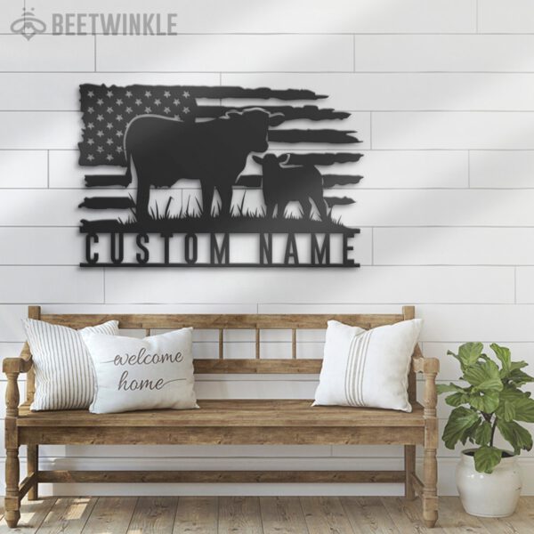 Custom-US-Flag-Cow-Farmhouse-Metal-Wall-Art-LED-Light-4-1