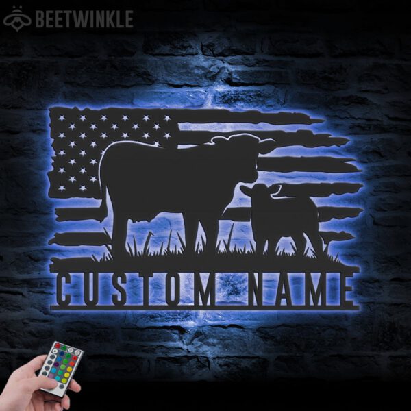 Custom-US-Flag-Cow-Farmhouse-Metal-Wall-Art-LED-Light-5-1