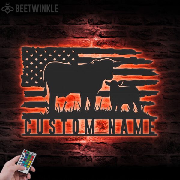 Custom-US-Flag-Cow-Farmhouse-Metal-Wall-Art-LED-Light-6-1