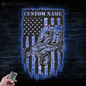 Custom-US-Flag-Go-Kart-Racing-Metal-Wall-Art-LED-Light-2-1