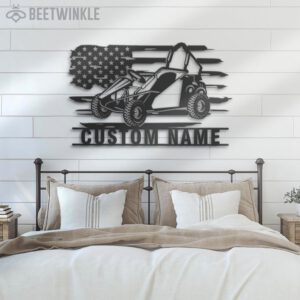 Custom-US-Flag-Go-Kart-Racing-Metal-Wall-Art-LED-Light-2-2