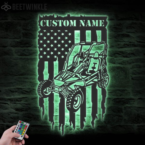 Custom-US-Flag-Go-Kart-Racing-Metal-Wall-Art-LED-Light-3-1