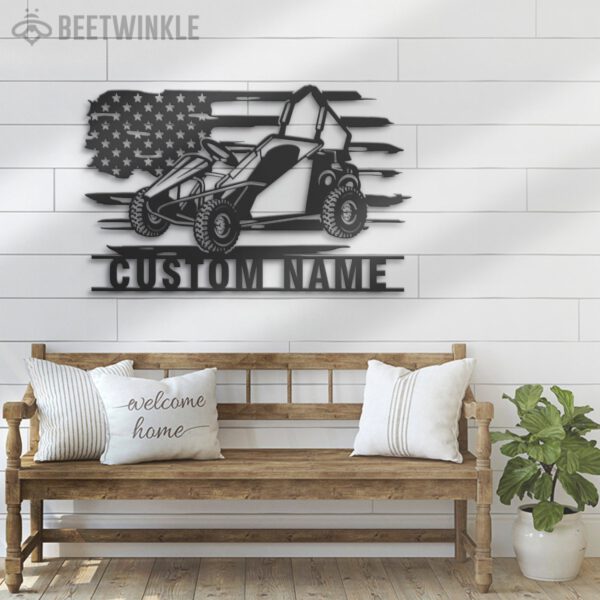 Custom-US-Flag-Go-Kart-Racing-Metal-Wall-Art-LED-Light-6-2