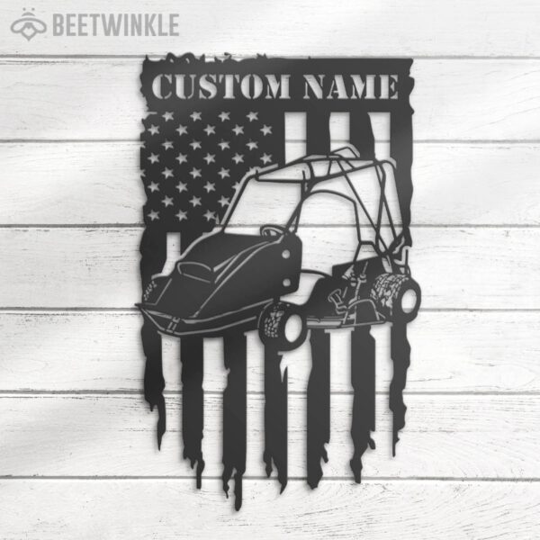 Custom-US-Flag-Go-Kart-Racing-Metal-Wall-Art-LED-Light-6