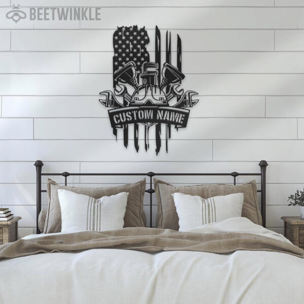 Custom-US-Flag-Plumbing-Tool-Metal-Wall-Art-LED-Light-5