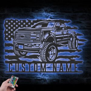 Custom-US-Garage-Metal-Wall-Art-LED-Light-3