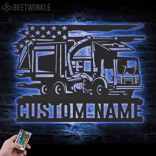 Custom-US-Garbage-Truck-Driver-Metal-Wall-Art-LED-Light-2-1