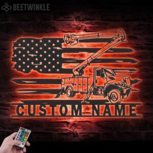 Custom-US-Lineman-Bucket-Truck-Driver-Metal-Wall-Art-LED-Light-2