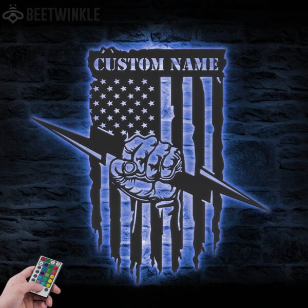 Custom-US-Lineman-Electrician-Metal-Wall-Art-LED-Light_5