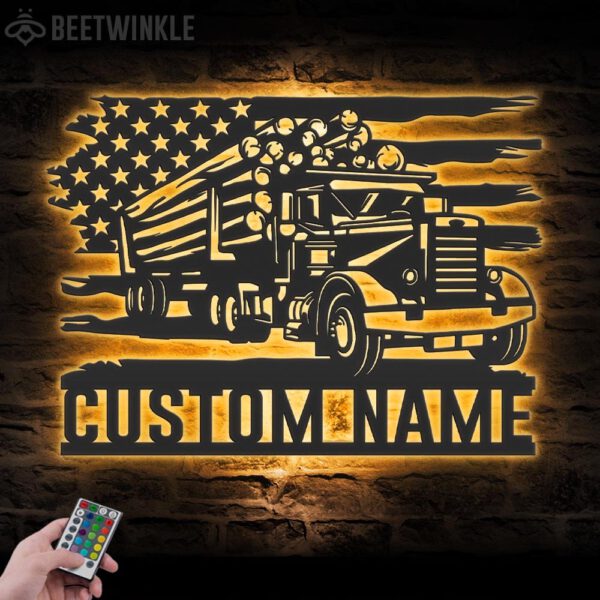 Custom-US-Logging-Truck-Driver-Metal-Wall-Art-LED_3