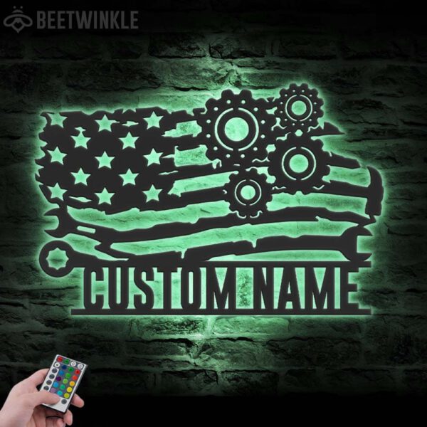 Custom-US-Mechanic-Tools-Metal-Wall-Art-LED-Light-7