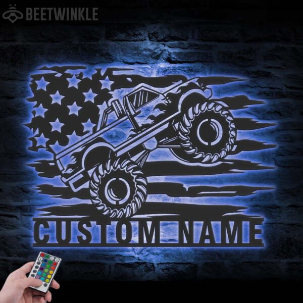 Custom-US-Monster-Truck-Driver-Metal-Wall-Art-LED-Light_2