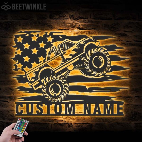 Custom-US-Monster-Truck-Driver-Metal-Wall-Art-LED-Light_8