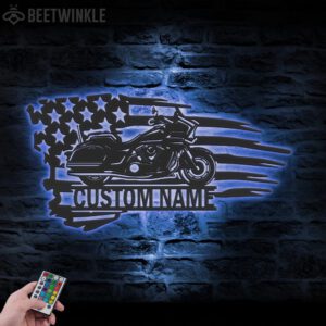 Custom-US-Motocross-Biker-Metal-Wall-Art-LED-Light-2-1