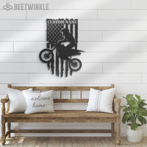 Custom-US-Motocross-Biker-Metal-Wall-Art-LED-Light-3