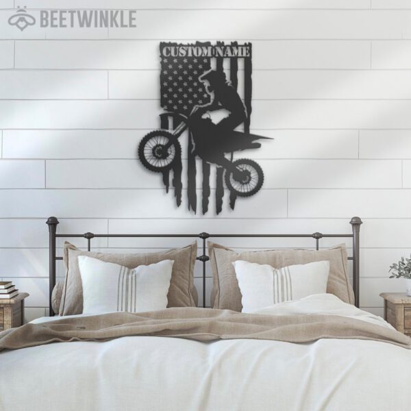 Custom-US-Motocross-Biker-Metal-Wall-Art-LED-Light-8