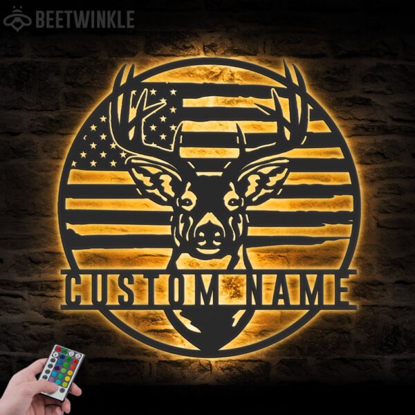 Custom-US-Patriotic-Deer-Hunting-Metal-Wall-Art-LED-Light-3-1