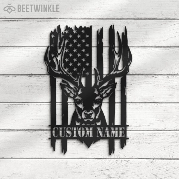 Custom-US-Patriotic-Deer-Hunting-Metal-Wall-Art-LED-Light-8