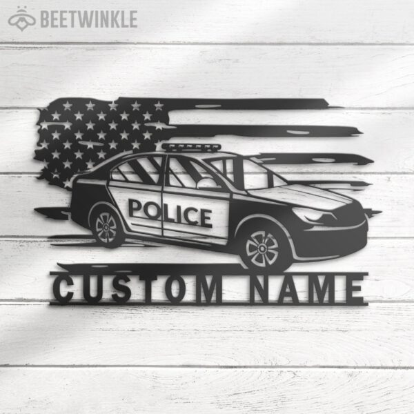 Custom-US-Police-Car-Driver-Metal-Wall-Art-LED-Light-7