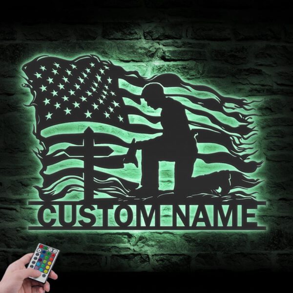 Custom-US-Police-Kneeling-Praying-Metal-Wall-Art-LED-Light_1