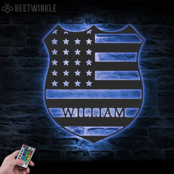 Custom-US-Police-Officer-Metal-Wall-Art-LED-Light-3