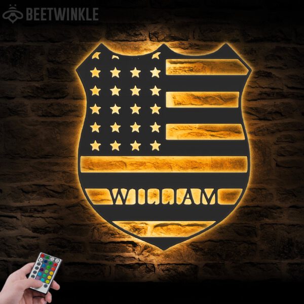 Custom-US-Police-Officer-Metal-Wall-Art-LED-Light-5