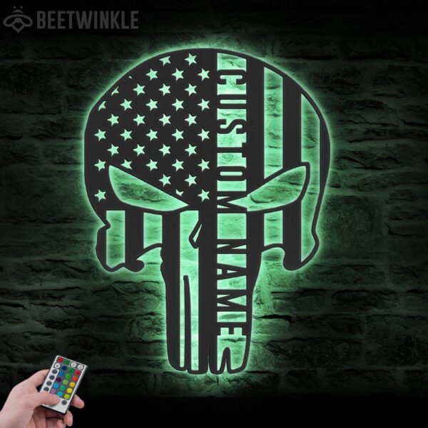 Custom-US-Punisher-Skull-American-Metal-Wall-Art-LED-Light-4-1