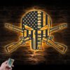 Custom-US-Punisher-Skull-Cross-Rifles-Metal-Wall-Art-LED-Light-3