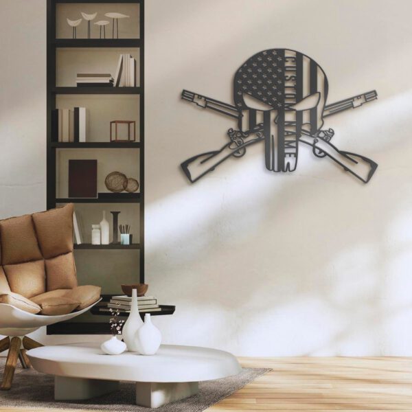 Custom-US-Punisher-Skull-Cross-Rifles-Metal-Wall-Art-LED-Light-4