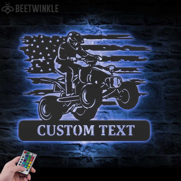 Custom-US-Quad-Biker-Metal-Wall-Art-LED-Light-8-1