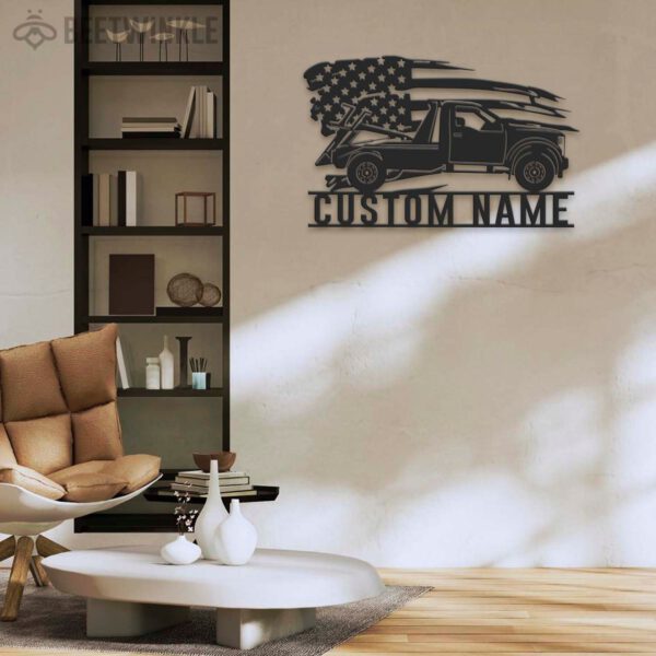 Custom-US-Rotator-Tow-Truck-Driver-Metal-Wall-Art-LED-Light