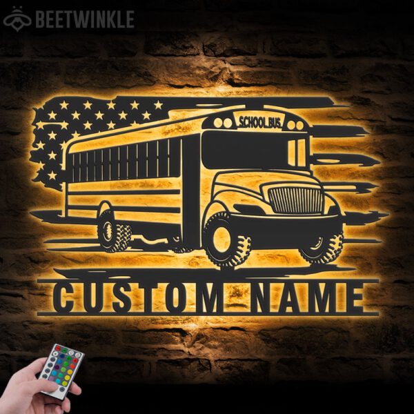 Custom-US-School-Bus-Metal-Wall-Art-LED-Light-2