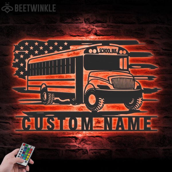 Custom-US-School-Bus-Metal-Wall-Art-LED-Light-7