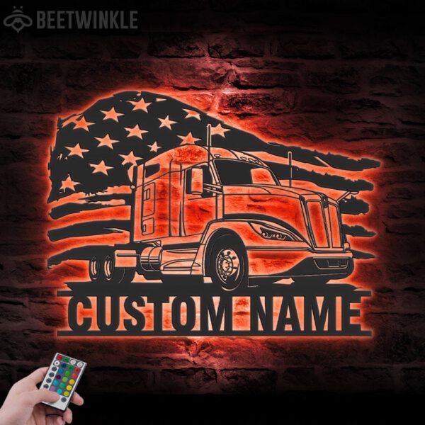 Custom-US-Semi-Truck-Driver-Metal-Wall-Art-LED-Light-1