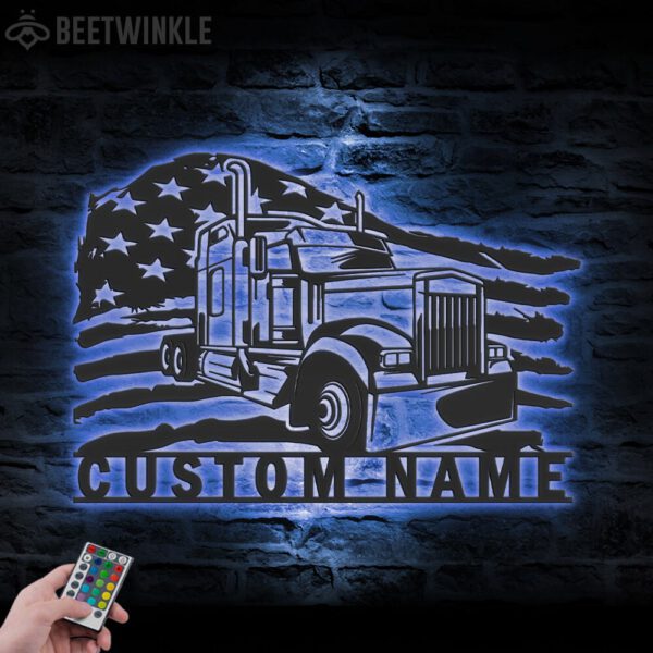 Custom-US-Semi-Truck-Driver-Metal-Wall-Art-LED-Light-12