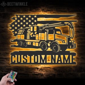 Custom-US-Sewer-Cleaning-Truck-Driver-Metal-Wall-Art-LED-Light-2