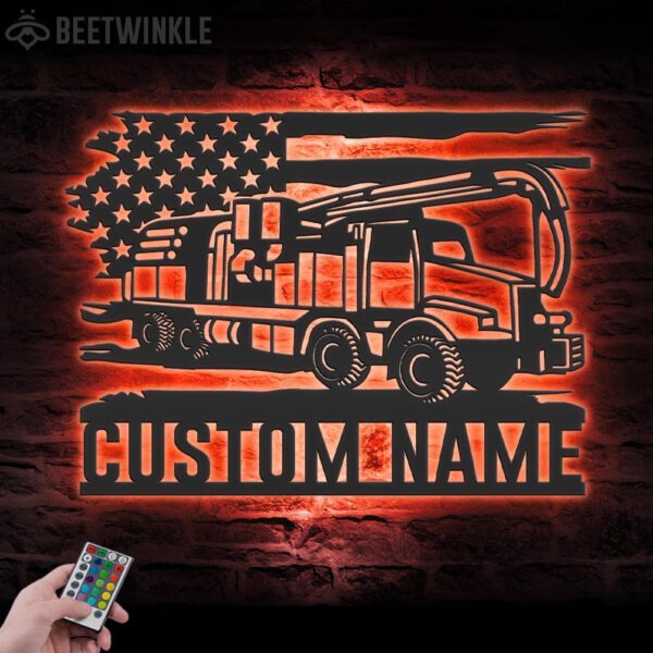 Custom-US-Sewer-Cleaning-Truck-Driver-Metal-Wall-Art-LED-Light-6