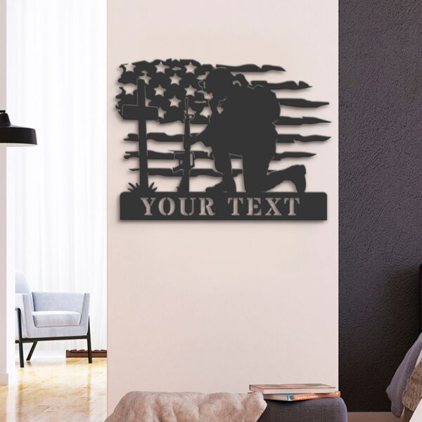 Custom-US-Soldier-Kneeling-Praying-At-Memorial-Cross-Metal-Wall-Art-Led-Light-4