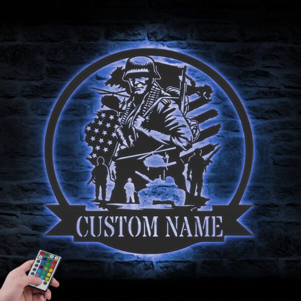 Custom-US-Soldier-Military-Metal-Wall-Art-LED-Light-11