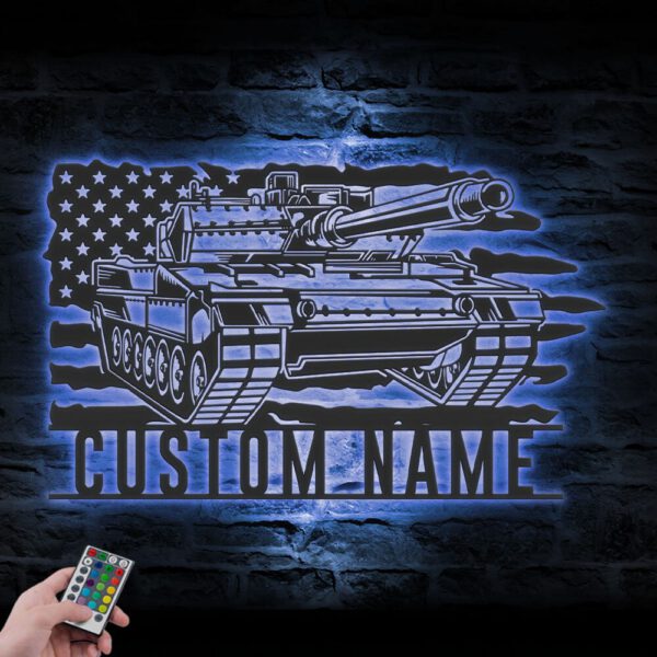 Custom-US-Soldier-Military-Tank-Metal-Wall-Art-LED-Light-14