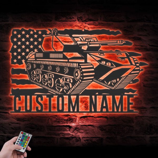 Custom-US-Soldier-Military-Tank-Metal-Wall-Art-LED-Light-15