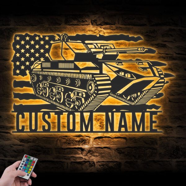 Custom-US-Soldier-Military-Tank-Metal-Wall-Art-LED-Light-16