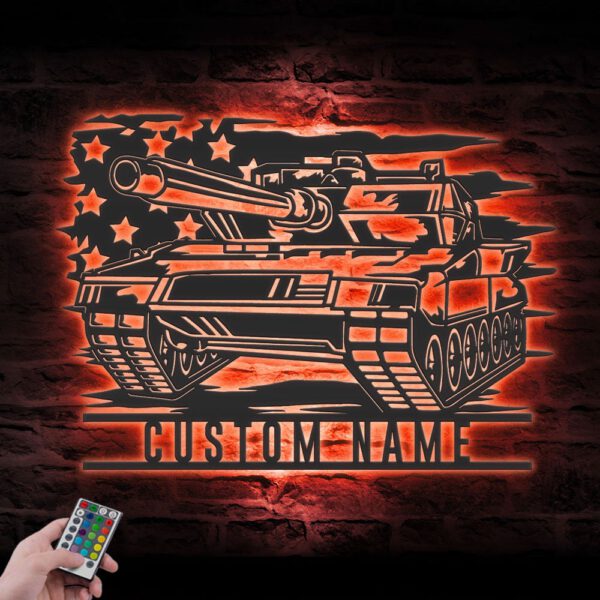 Custom-US-Soldier-Military-Tank-Metal-Wall-Art-LED-Light-20