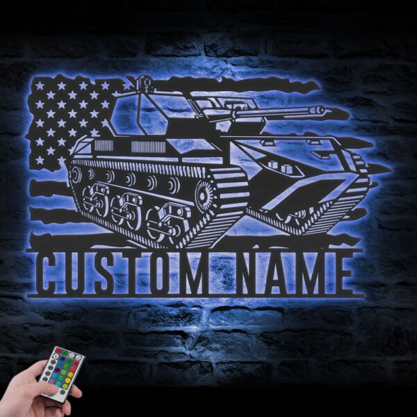 Custom-US-Soldier-Military-Tank-Metal-Wall-Art-LED-Light-7