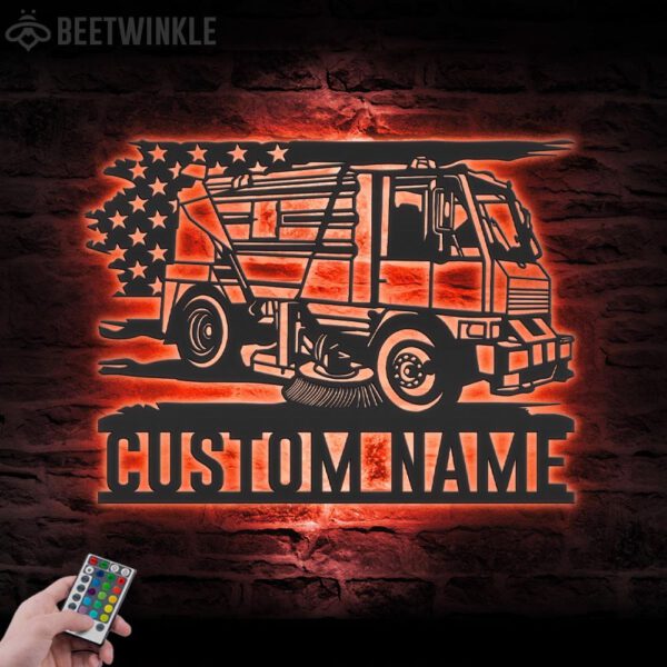 Custom-US-Street-Sweeper-Cleaner-Municipal-Vehicle-Metal-Wall-Art-LED-Light_2