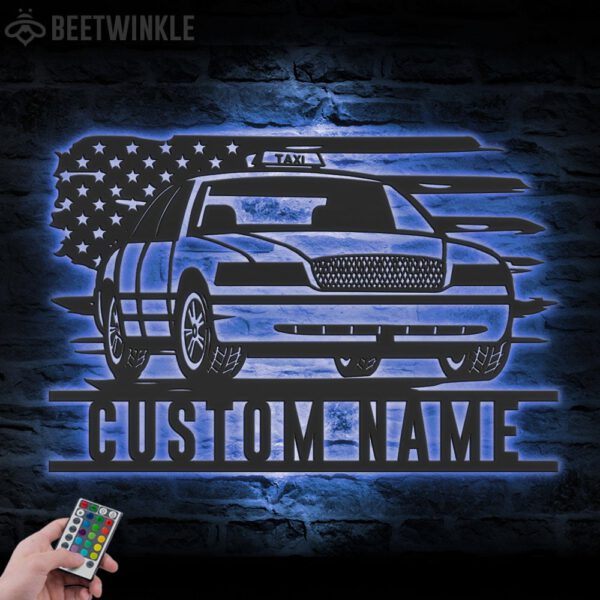 Custom-US-Taxi-Cab-Metal-Wall-Art-LED-Light