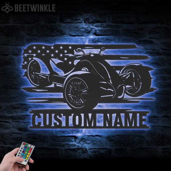 Custom-US-Three-Wheel-Motorcycle-Metal-Wall-Art-LED-Light